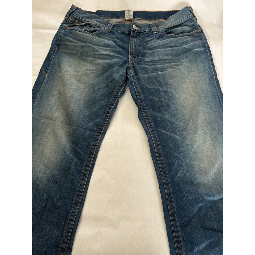 True Religion Mens Ricky Flap Pockets Made Usa Jeans Denim Whiserking 42x34 Y2K